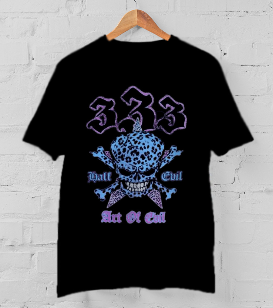 333 Half Evil Art Of Evil Skull T-Shirt