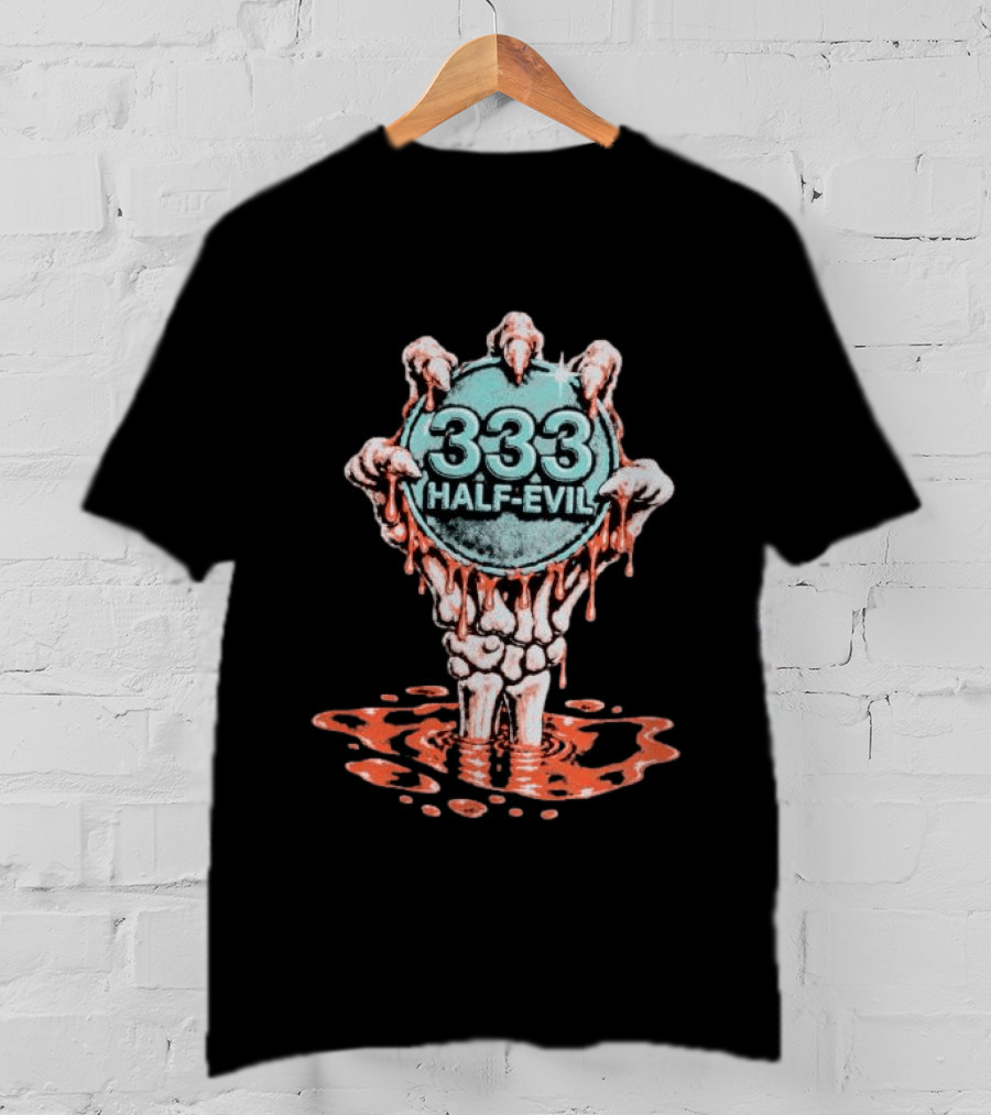 333 Half Evil Skeleton Hands Bloody Coin T-Shirt