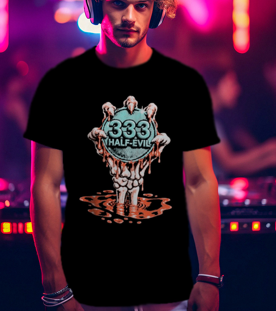 333 Half Evil Skeleton Hands Bloody Coin T-Shirt