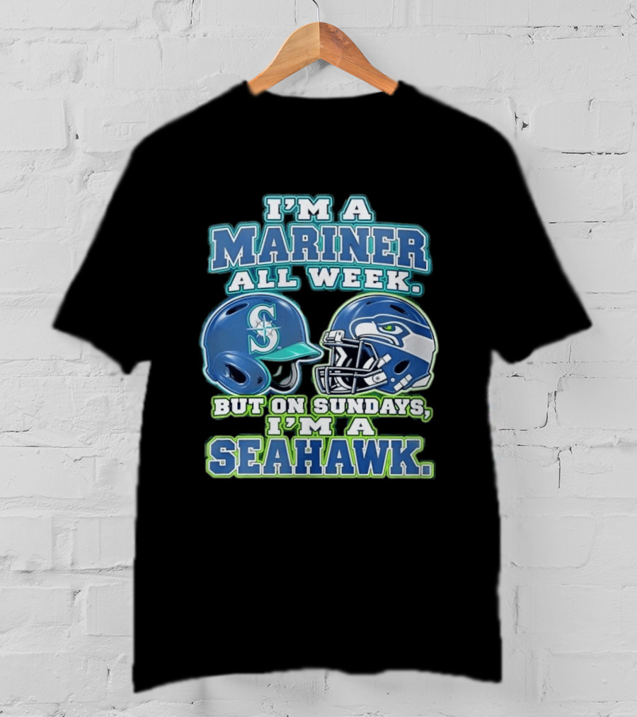 I'm A Mariner All Week But On Sundays I'm A Seahawk Football Helmet T-Shirt