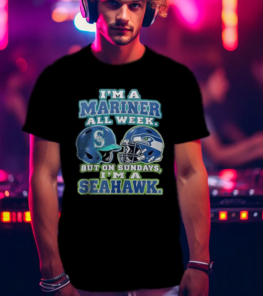 I'm A Mariner All Week But On Sundays I'm A Seahawk Football Helmet T-Shirt