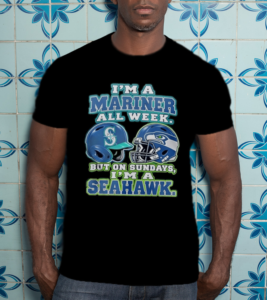 I'm A Mariner All Week But On Sundays I'm A Seahawk Football Helmet T-Shirt