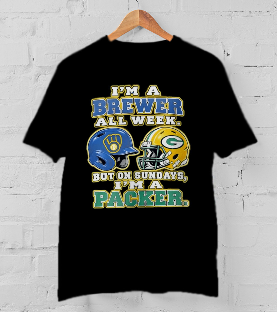 I'm A Brewer All Week But On Sundays I'm A Packer Helmet T-Shirt