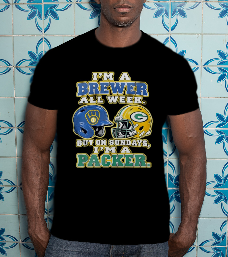 I'm A Brewer All Week But On Sundays I'm A Packer Helmet T-Shirt