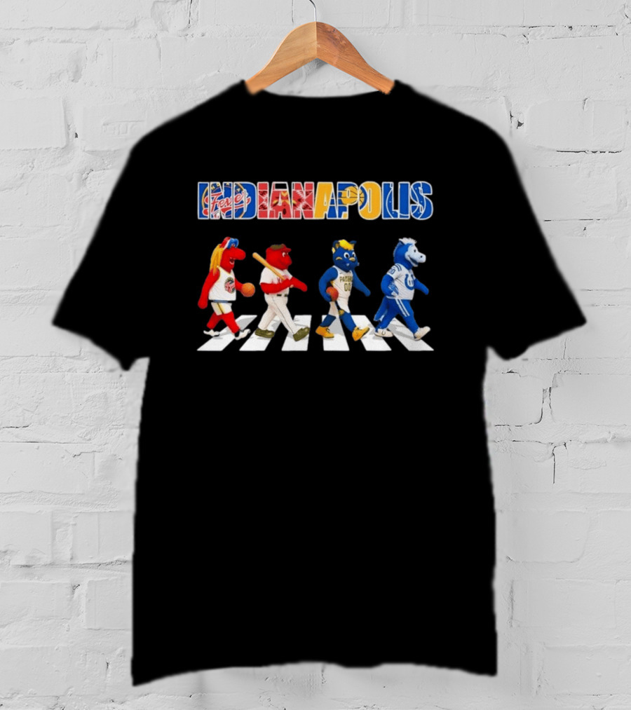 Indianapolis Fever Pacers Colts Mascots Abbey Road Collage T-Shirt