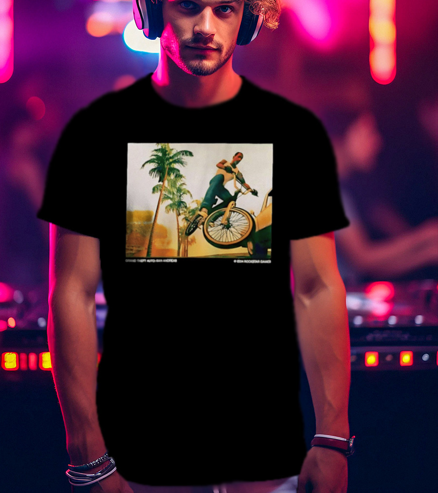 Grand Theft Auto San Andreas Rockstar Games Bicycle Scene T-Shirt