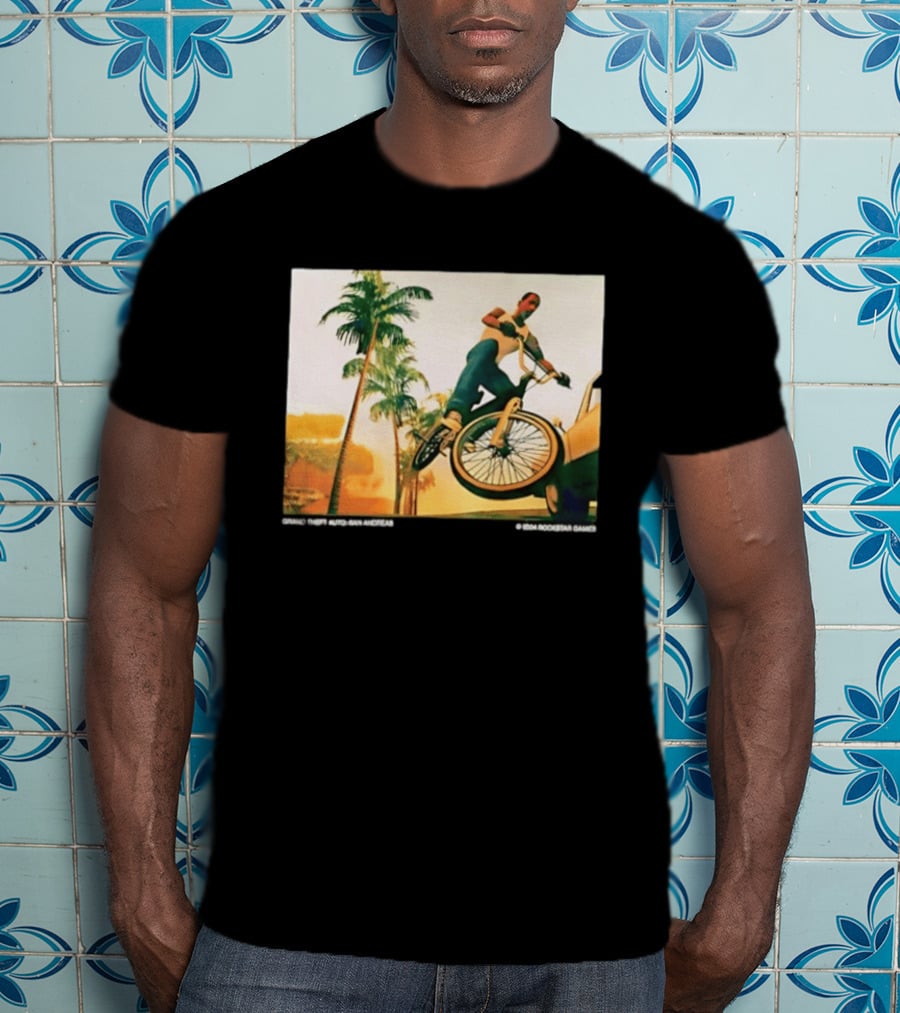 Grand Theft Auto San Andreas Rockstar Games Bicycle Scene T-Shirt