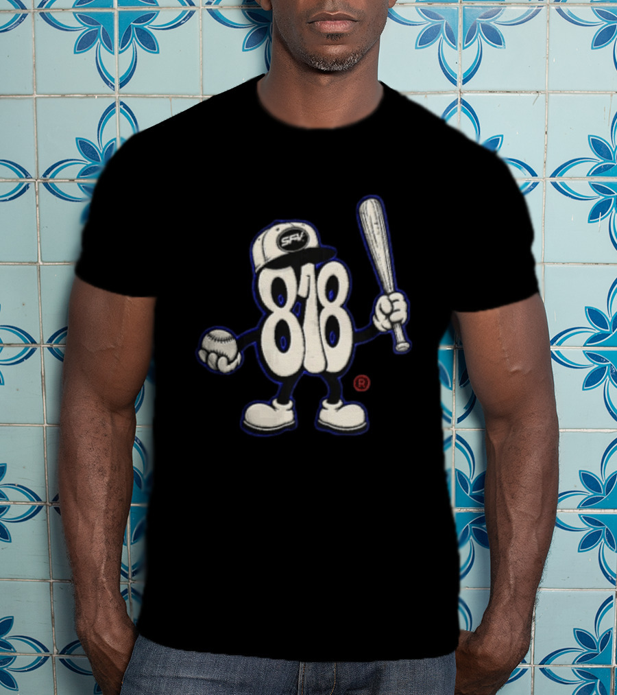 SFV 818 Character Baseball Cap Holding Bat And Ball T-Shirt