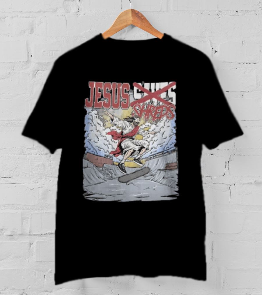 Jesus Shreds Skateboarding Ramp Savior Extreme Sports T-Shirt