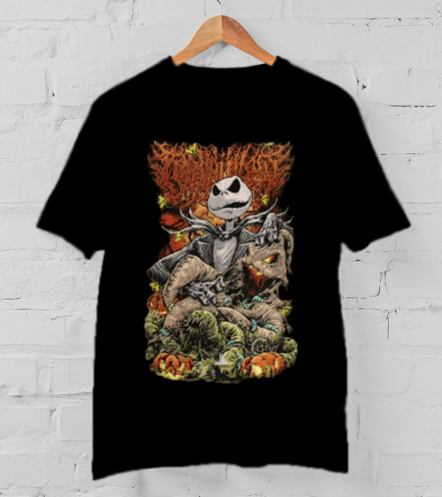 Jack Skellington Pumpkin Worms Insects Halloween Scene T-Shirt