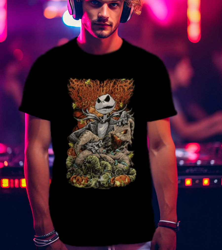 Jack Skellington Pumpkin Worms Insects Halloween Scene T-Shirt