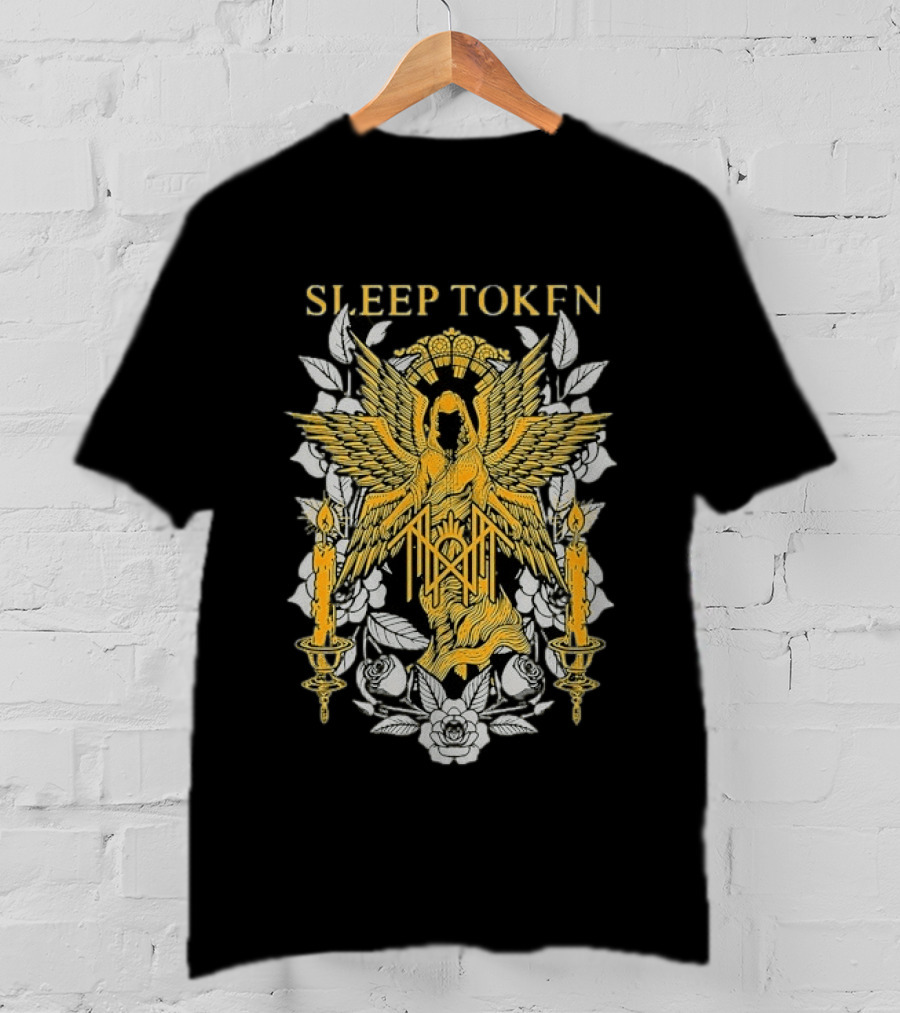 Sleep Token Angelic Golden Ascendant With Candles And Roses T-Shirt