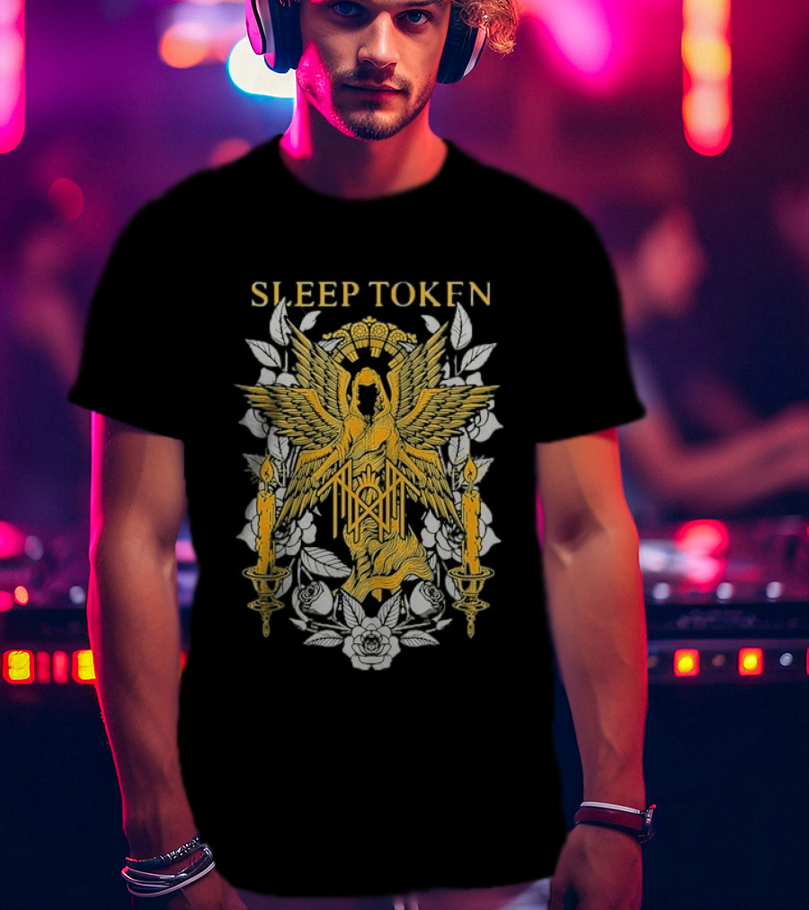 Sleep Token Angelic Golden Ascendant With Candles And Roses T-Shirt