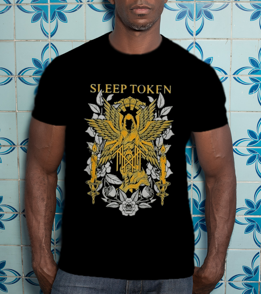 Sleep Token Angelic Golden Ascendant With Candles And Roses T-Shirt
