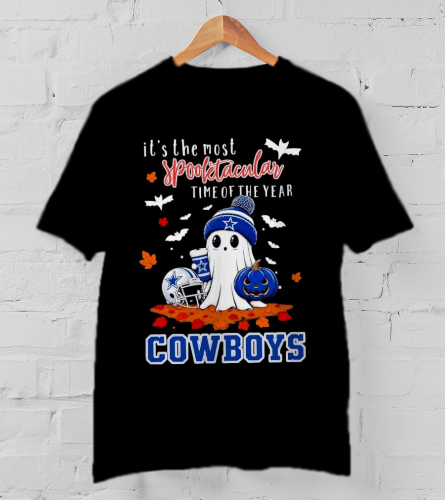 It's The Most Spooktacular Time Of The Year Cowboys Halloween Ghost Pumpkin Football T-Shirt