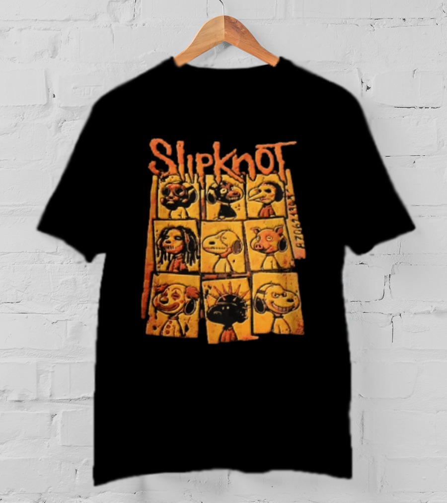 Slipknot Characters In Panels With Numbers And Cartoon Faces T-Shirt
