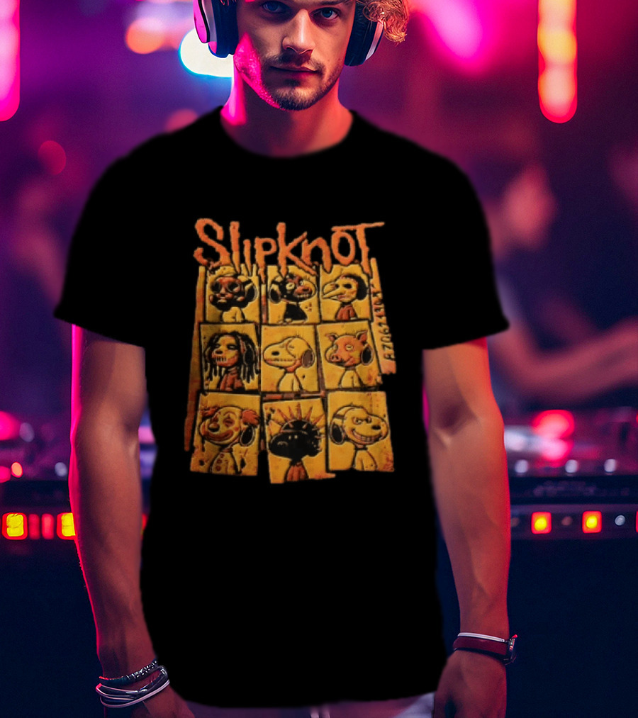 Slipknot Characters In Panels With Numbers And Cartoon Faces T-Shirt