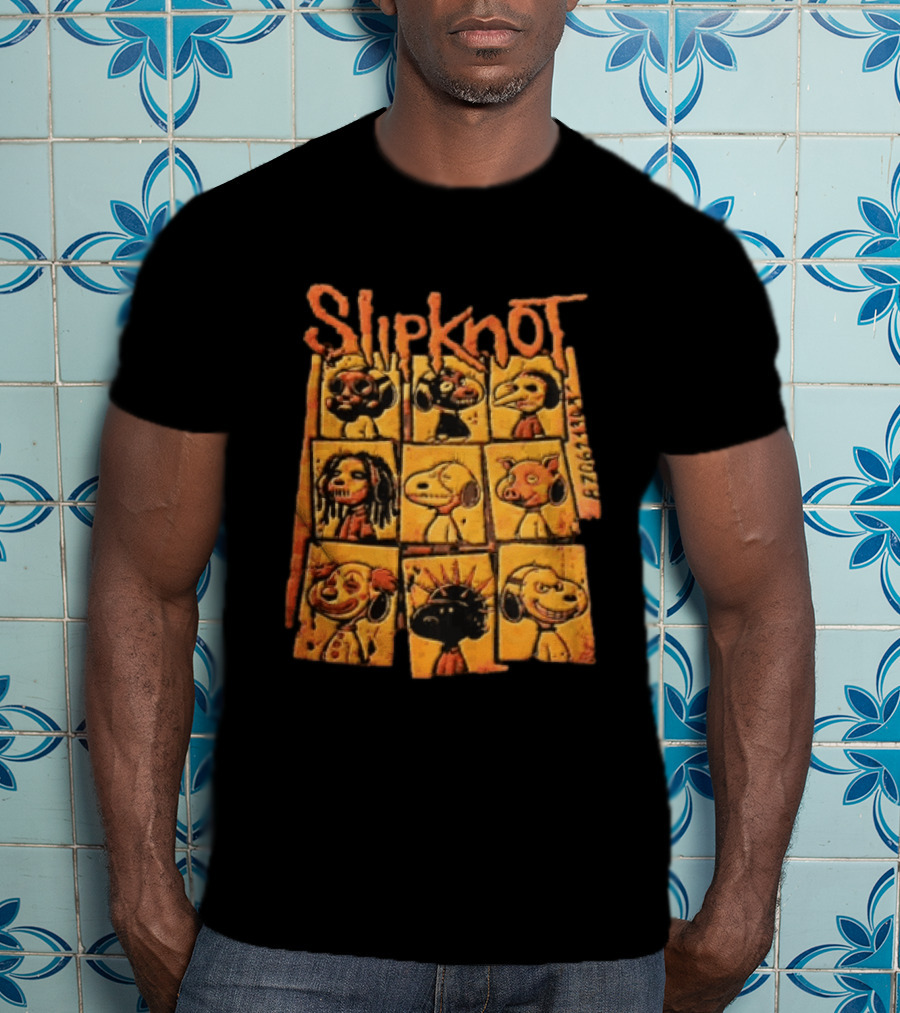 Slipknot Characters In Panels With Numbers And Cartoon Faces T-Shirt