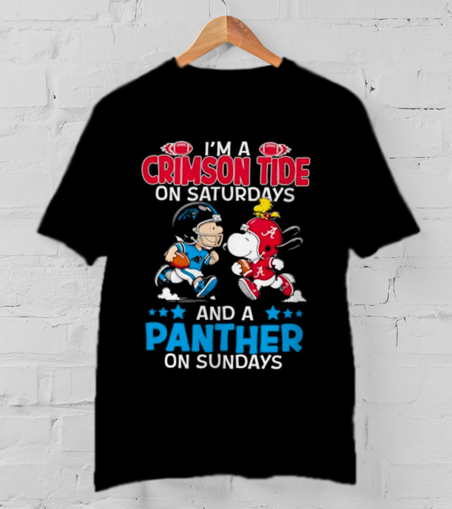 I'm A Crimson Tide On Saturdays And A Panther On Sundays Snoopy And Charlie Brown T-Shirt