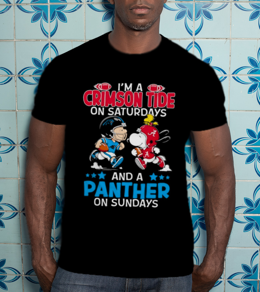 I'm A Crimson Tide On Saturdays And A Panther On Sundays Snoopy And Charlie Brown T-Shirt