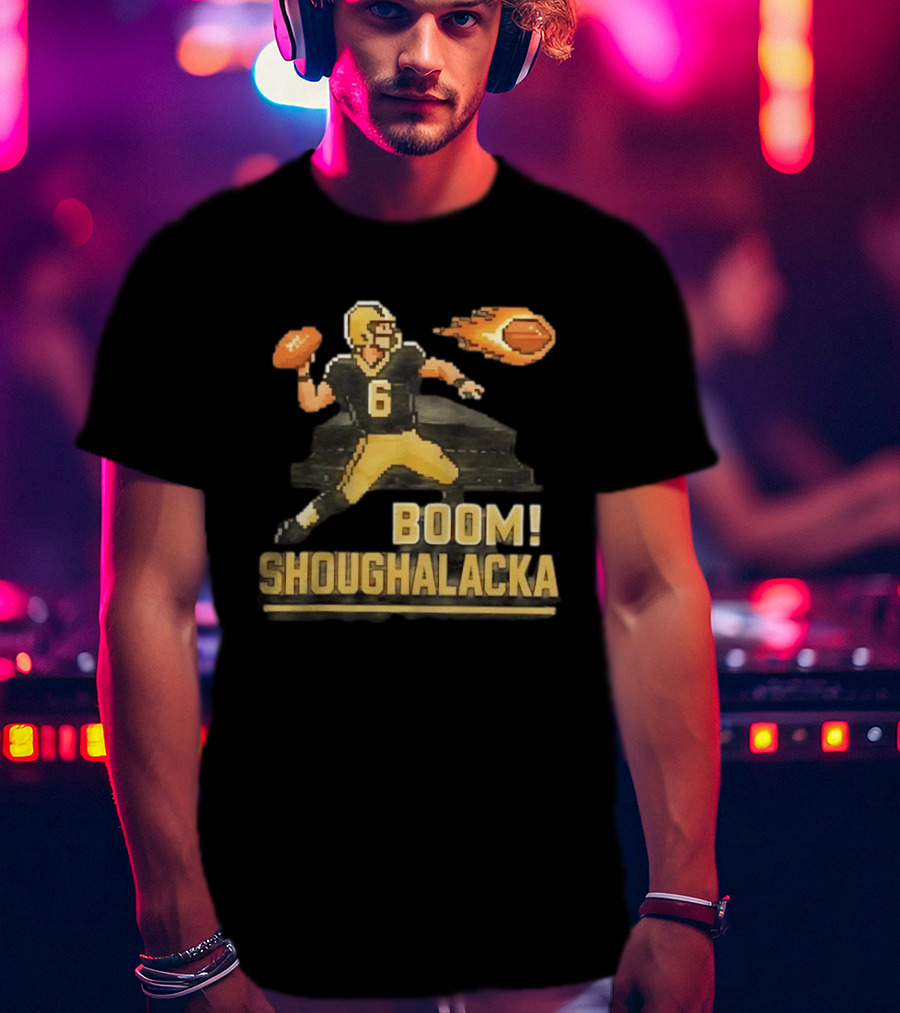 New Orleans Saints Boom Shoughalacka Pixel Art Throwback Football Player T-Shirt