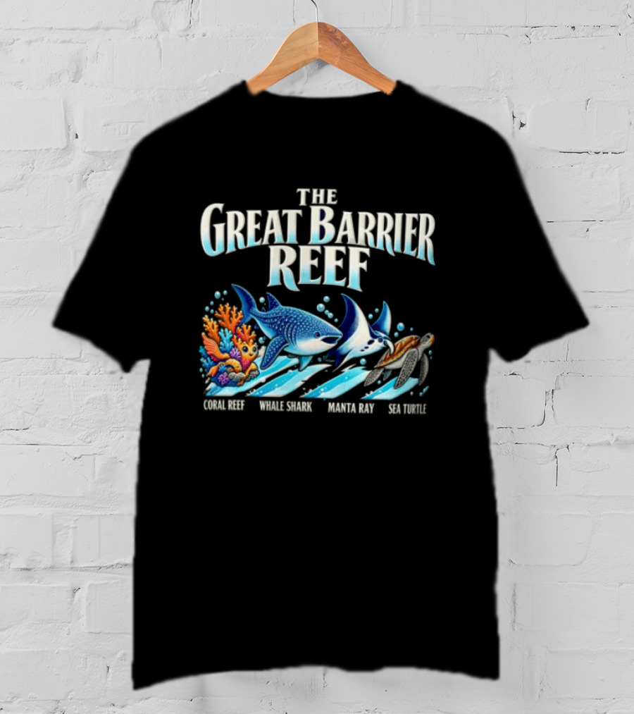 The Great Barrier Reef Coral Reef Whale Shark Manta Ray Sea Turtle Ocean Wildlife T-Shirt