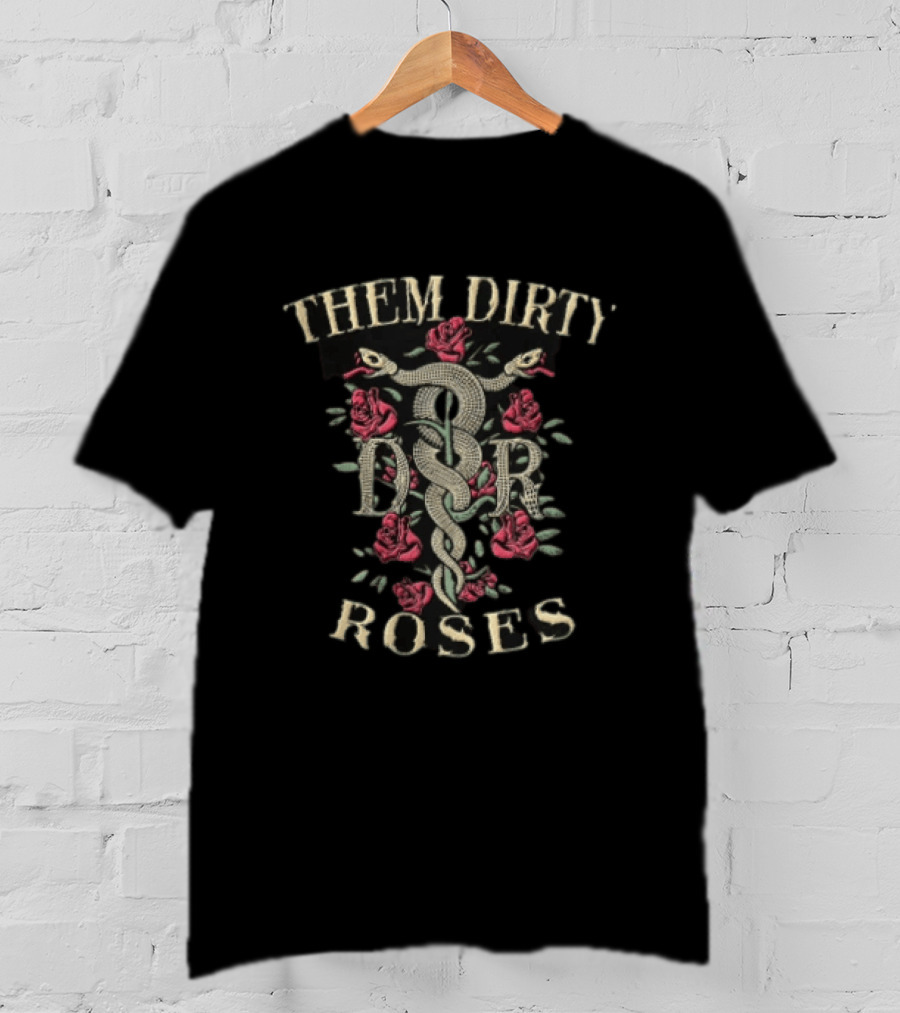 Them Dirty Roses Snake And Roses T-Shirt