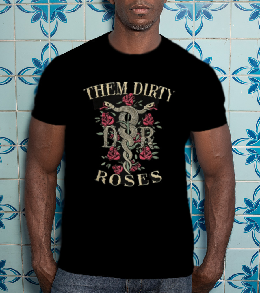 Them Dirty Roses Snake And Roses T-Shirt