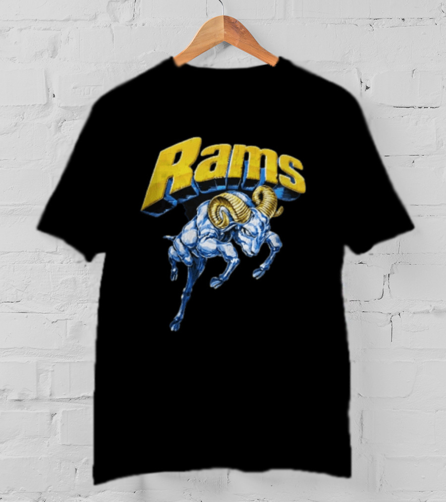 Rams Blue Bull Charging With Golden Horns Majestic Power T-Shirt