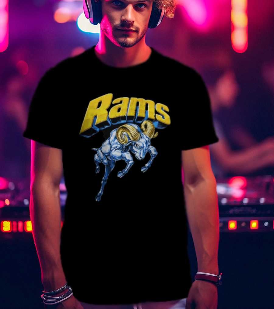 Rams Blue Bull Charging With Golden Horns Majestic Power T-Shirt