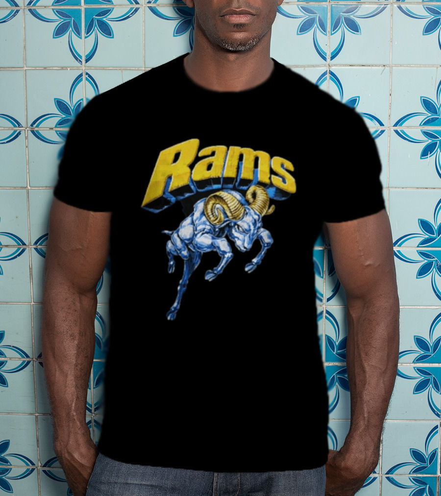 Rams Blue Bull Charging With Golden Horns Majestic Power T-Shirt