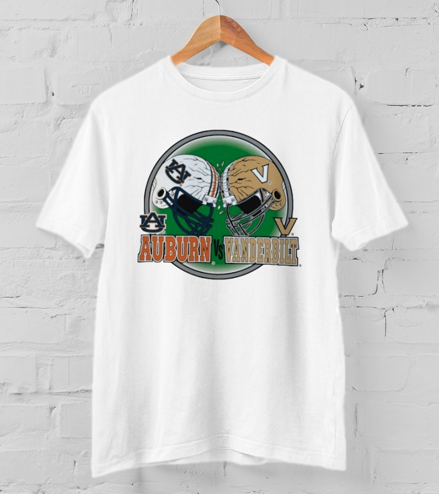 Auburn Tigers Vs Vanderbilt Commodores Football Helmets Clash T-Shirt