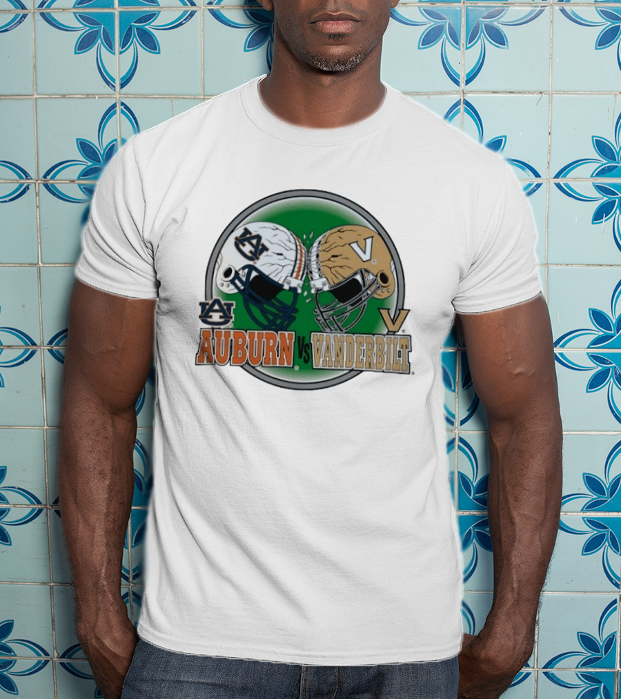 Auburn Tigers Vs Vanderbilt Commodores Football Helmets Clash T-Shirt