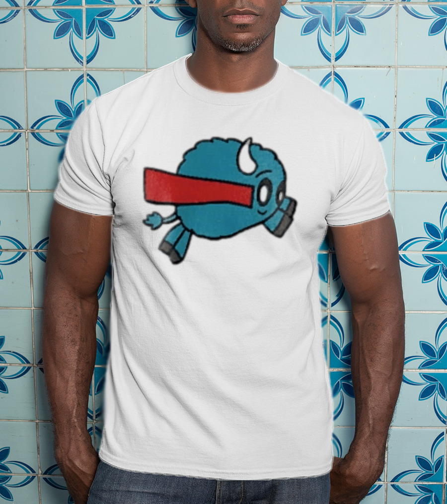 Buffalo Superhero With Red Cape Flying Action T-Shirt