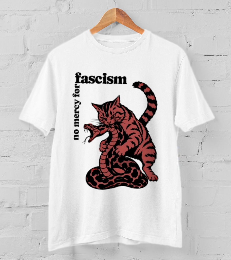 No Mercy For Fascism Cat And Snake T-Shirt