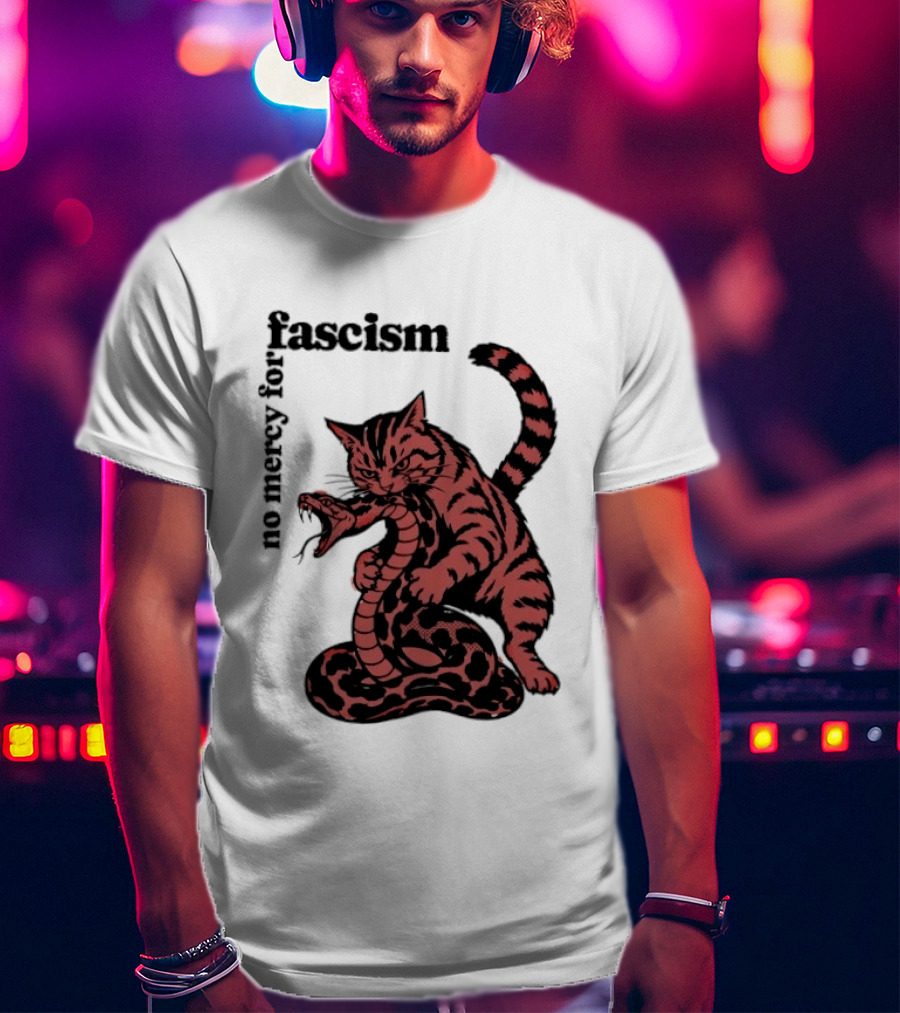 No Mercy For Fascism Cat And Snake T-Shirt
