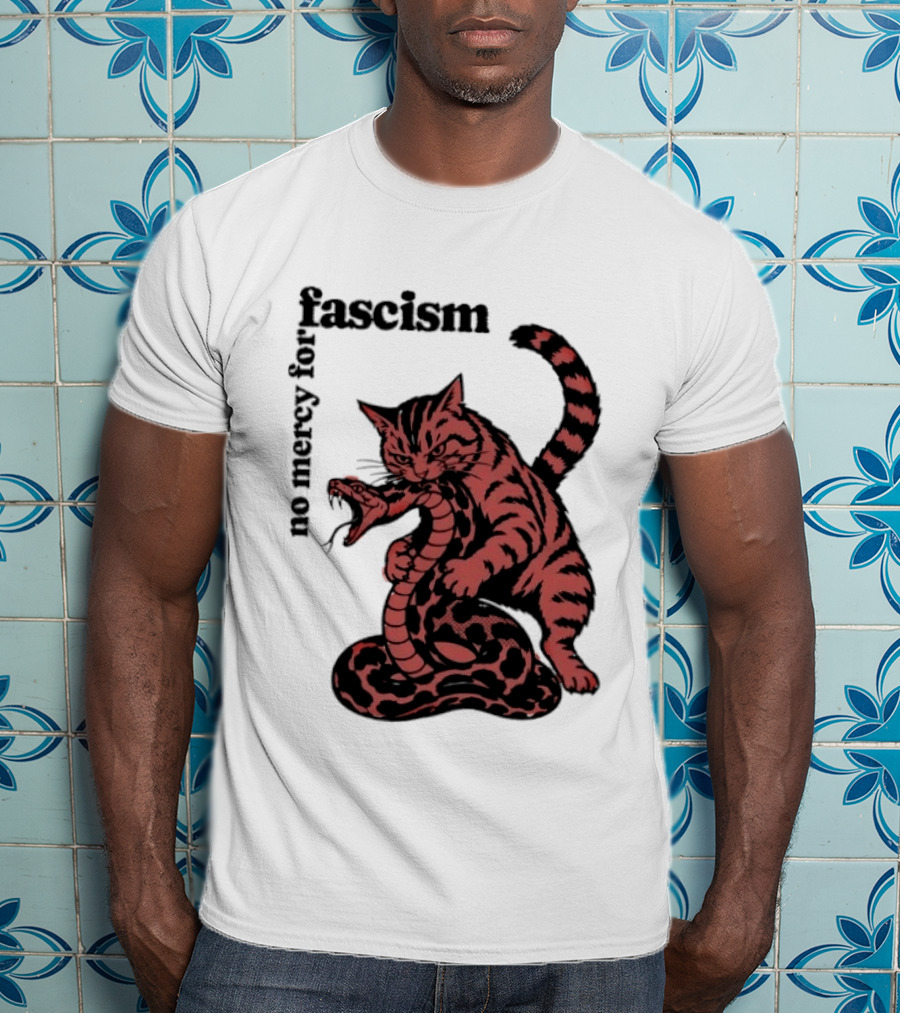 No Mercy For Fascism Cat And Snake T-Shirt