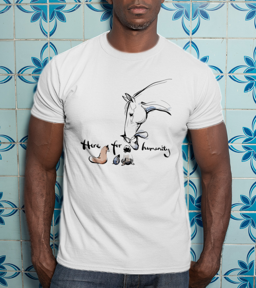 Charlie Mackesy Here For Humanity Gentle Horse And Friends T-Shirt