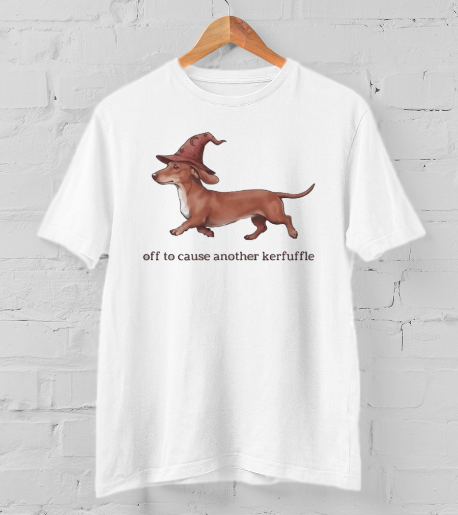 Off To Cause Another Kerfuffle Dachshund Wizard T-Shirt