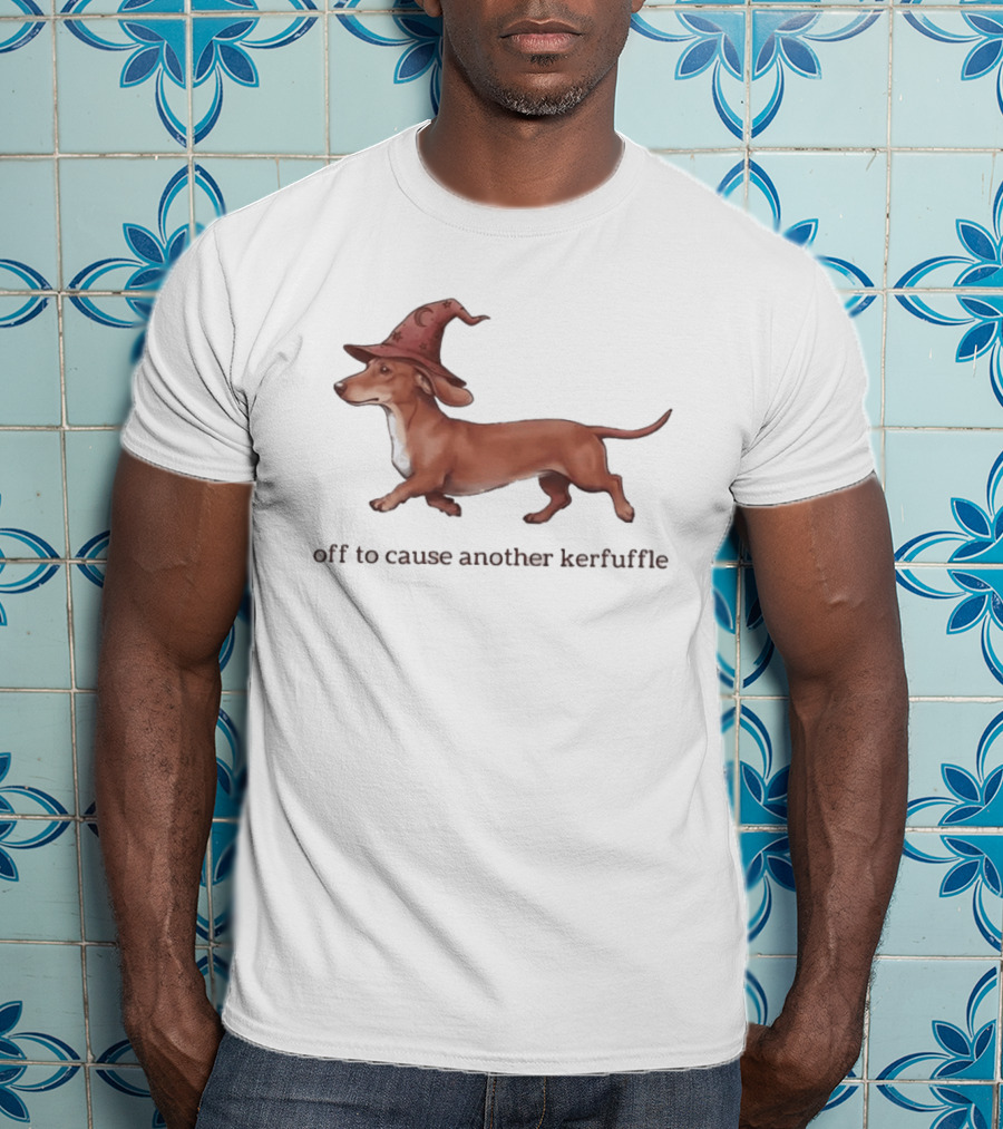 Off To Cause Another Kerfuffle Dachshund Wizard T-Shirt