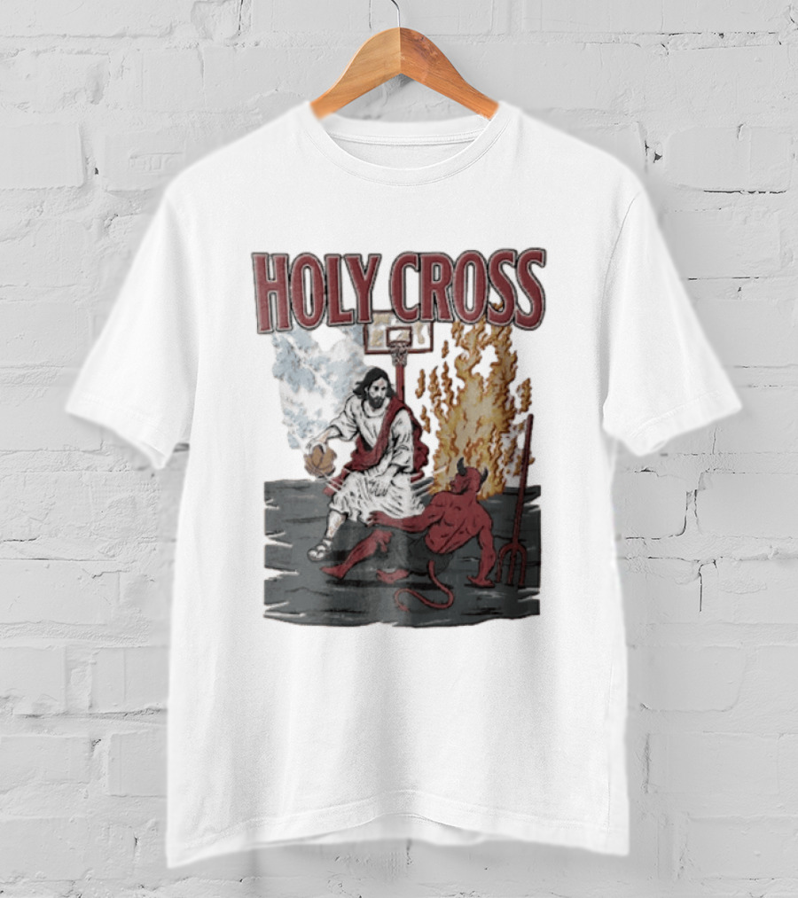 Holy Cross Basketball Player Versus Devil Duel T-Shirt