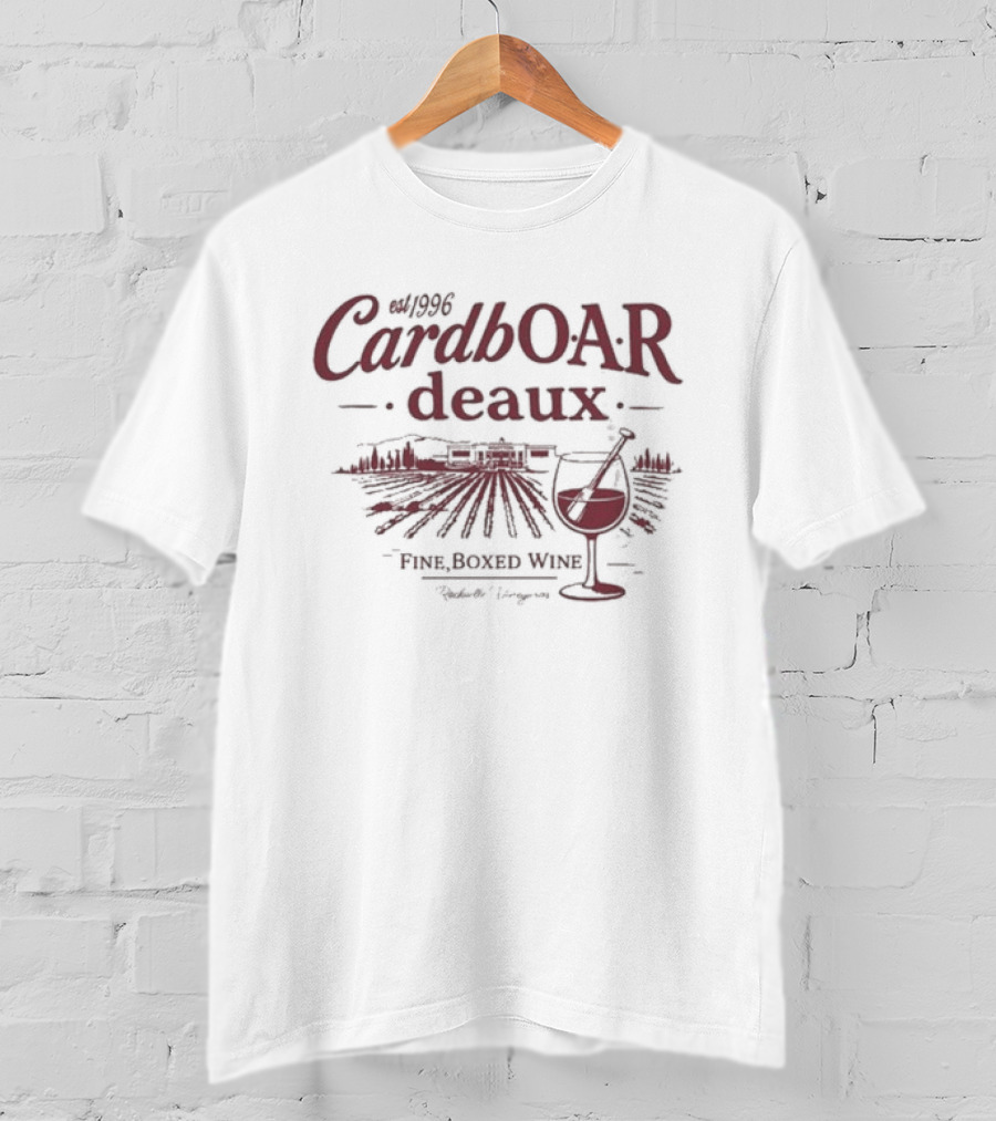 Oar Of A Revolution CardbOARdeaux Fine Boxed Wine Est 1996 Vintage Vineyard Scene T-Shirt