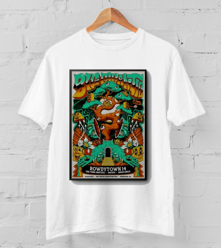 Big Gigantic Live Rowdytown 14 Red Rocks Amphitheatre September 26 2026 Morrison CO The Funk Hunters Motifv Drew Birch T-Shirt