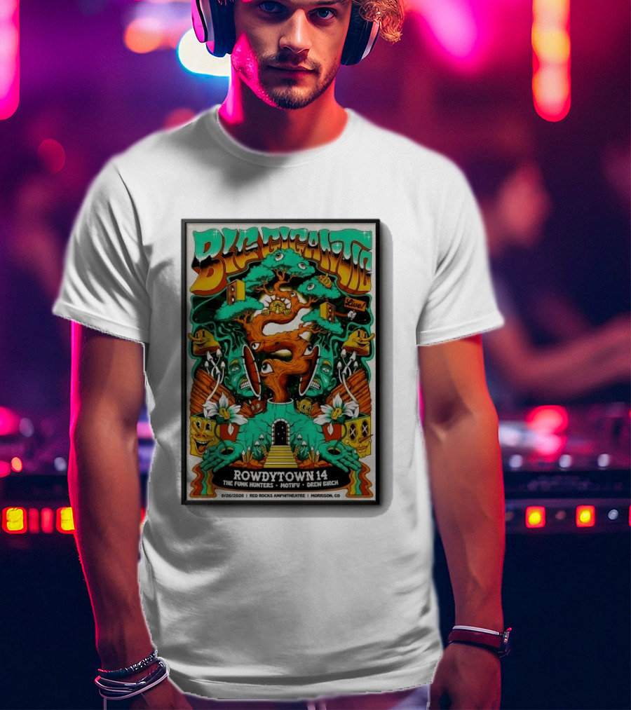 Big Gigantic Live Rowdytown 14 Red Rocks Amphitheatre September 26 2026 Morrison CO The Funk Hunters Motifv Drew Birch T-Shirt