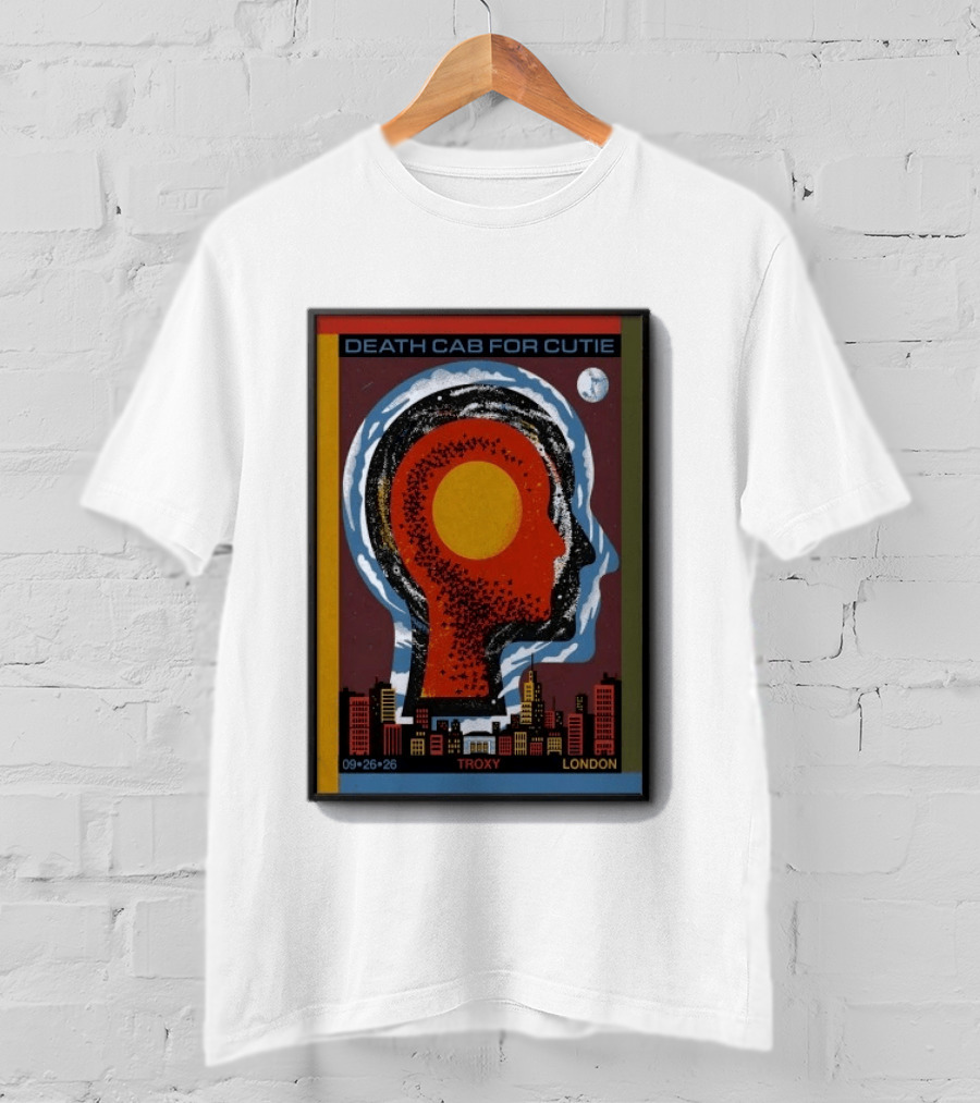Death Cab For Cutie Troxy London 09.26.26 Concert Urban Skyline And Moon T-Shirt