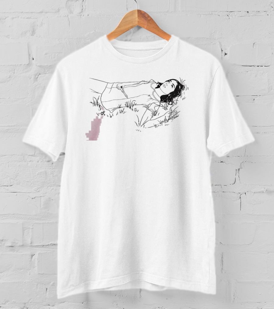 The Unraveled Tour Olivia Rodrigo Knife Graphic Line Art Lying In Grass T-Shirt
