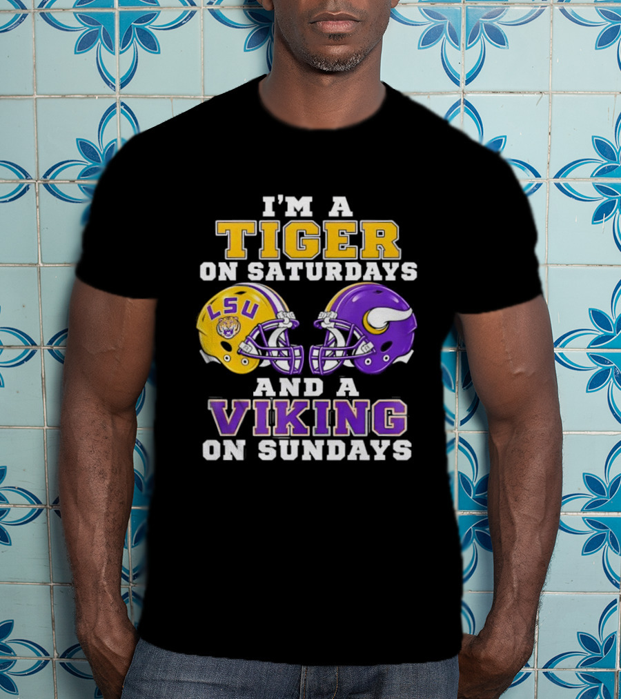 LSU Tiger Saturdays And Viking Sundays Football Fan T-Shirt