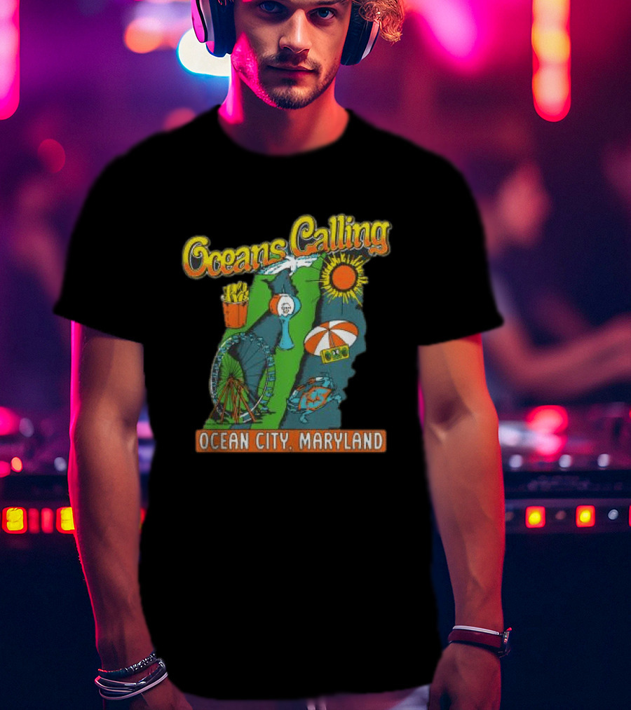 Oceans Calling Ocean City Maryland Festival Map Lineup T-Shirt