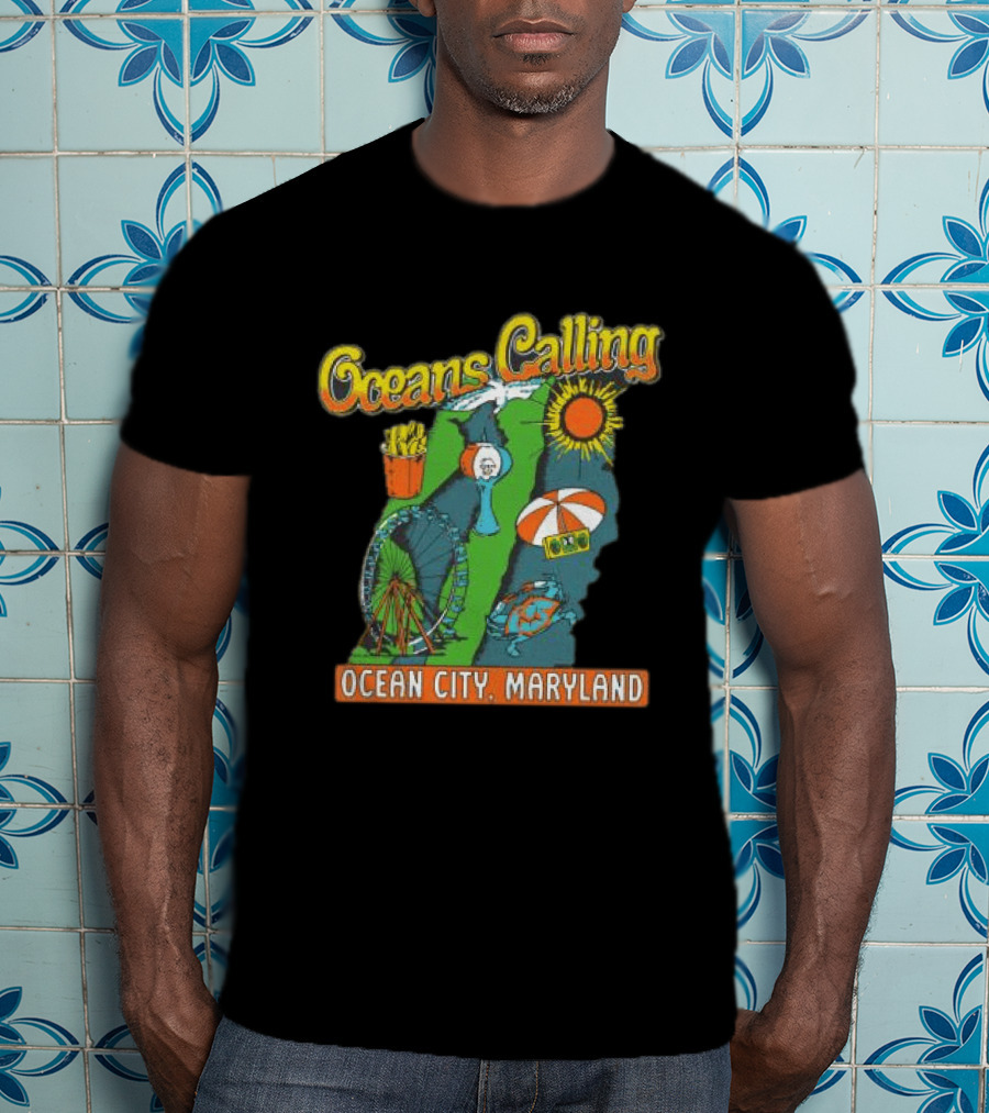 Oceans Calling Ocean City Maryland Festival Map Lineup T-Shirt