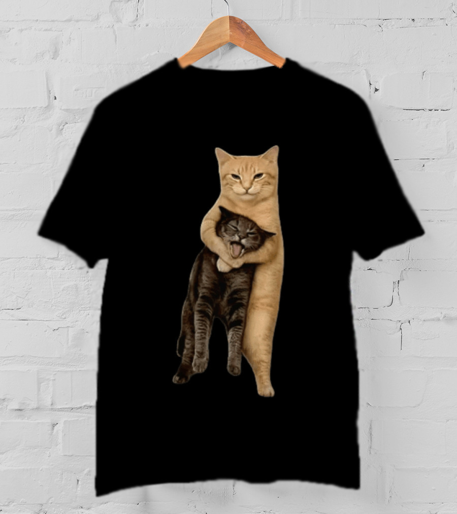 Orange Cat Hugging Grey Cat T-Shirt